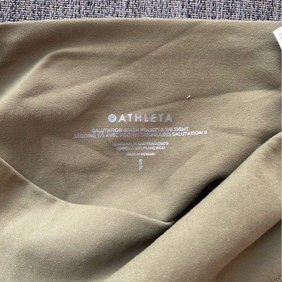 Athleta Women's Leggings Salutation Stash Pocket 7/8 Tight Army Green Size Small - Picture 5 of 8
